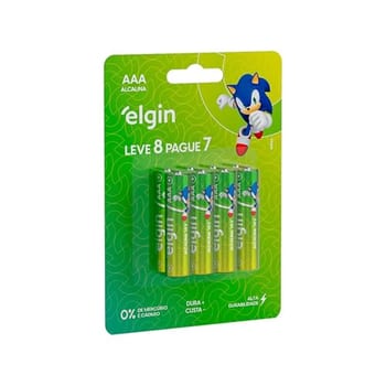 Pilha Alcalina AAA com 8 unidades Elgin Palito