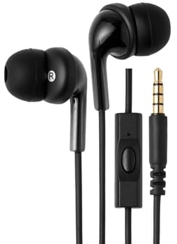 AmazonBasics fones de ouvido intra-auriculares com fio, fones de ouvido com microfone, Preto, 2.44 * 1.42 * 1.63 CM