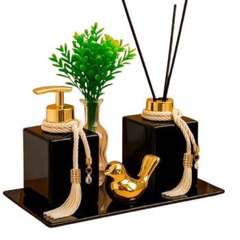 Kit Lavabo Luxo C/ Vasinho Porta Saboneteira E Aromatizador