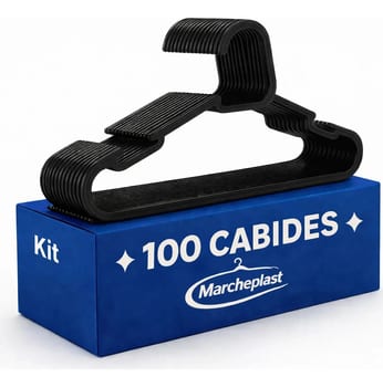 Kit 100 Cabide Adulto Preto Organizador Roupa Reforçado Preto