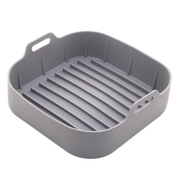 LYOR - Forma Quadrada de Silicone para Air Fryer Cinza 20Cm x 7Cm