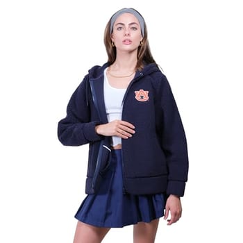 Ultra Game Moletom feminino de jérsei sherpa com zíper completo com logotipo do time