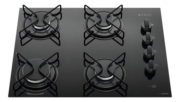 Cooktop 4 Bocas Atlas Agile Up Mesa Vidro Mega Chama Bivolt