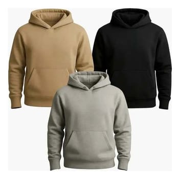 Kit 3 Abrigo Moletom Adulto Capuz Jaqueta Canguru Liso Frio