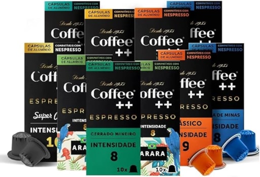 Kit de Cápsulas de Café Coffee Mais, compatível com Nespresso, contém 100 cápsulas