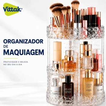 Vittak Organizador Maquiagem Cosméticos Batom Acrílico Giratório 360º Ajustável