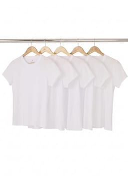 Kit Com 5 Camisetas Femininas Básicas Branco P