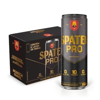 Cerveja Sem Álcool Spaten Pro, Lata 350ml, Pack com 8 unidades