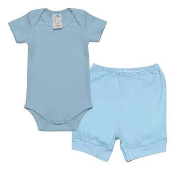 Kit 3 Conjuntos Bebê Algodão Body Manga Curta + Shorts Macio