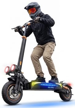 Patinete Elétrico para Adultos - Autonomia de 50 km, Velocidade de 50 km/h, Certificação UL, Pneus All-Terrain de 28 cm para Trilhas, Dupla Suspensão