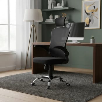 Cadeira De Escritório Ergonômica Giratória B100 Boston Preta Com Estofado Mesh Com Ajuste Lombar Luvinco