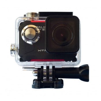 Câmera e Filmadora XTrax Evo 12MP, LCD 1.5", Wi-Fi, Case À Prova D'Água Preto/Vermelho