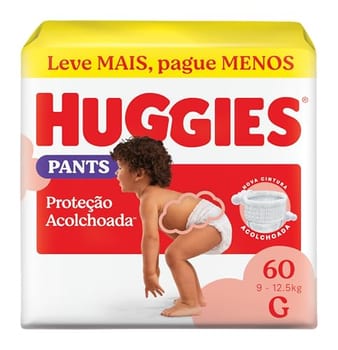 Fralda Pants Huggies Supreme Care, Tamanho G, 9-12,5 kg, 60 Unidades, Estilo Roupinha com Cintura Acolchoada