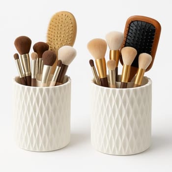 Porta Pincel Maquiagem, com 5 Compartimentos – Prático e Minimalista Organizador de Pincéis de Maquiagem
