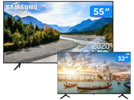 Combo Smart TV 4K QLED 55” Samsung 55Q60TA Wi-Fi - Bluetooth HDR 3 HDMI 2 USB + HD D-LED 32” Philco