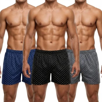 Kit 3 Cuecas Samba Canção Short Malha Fria Pijama Dormir