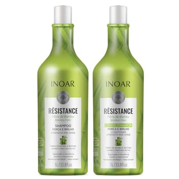 Inoar, Kit Resistance Bambu – Shampoo e Condicionador 1L, Fortalecimento e Crescimento Capilar, Hidratação e Brilho, Para Cabelos Danificados ou