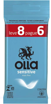 2 Unidades - Preservativo Olla Sensitive Leve 8 Pague 6 