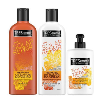 Kit Tresemmé Solar Repair Shampoo + Condicionador + Creme de Pentear 400mL + 400mL + 300g