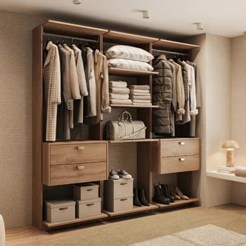Guarda-roupas Closet Modulado Alasca 180cm 3 Peças Com 4 Gavetas Laterais E Cabideiros Freijó Carraro