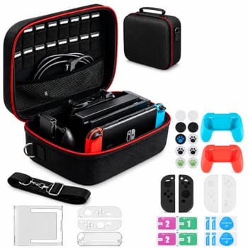 Case para Nintendo Switch 2 2025, Case Protetora Rígida Portátil com Compartimento para 10 Cartuchos e Bolsos para Acessórios for Switch 2 Accessories