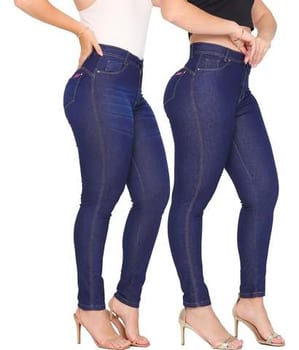 Kit 2 Calça Jeans Feminina Cintura Alta Com Lycra