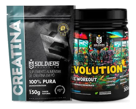Creatina 150g + Pré-treino Blueberry Evolution 300g - Soldiers Nutrition