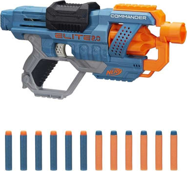 NERF Elite 2.0 Commander RD-6, Lançador Em Plástico Azul E Laranja Com 12 Dardos