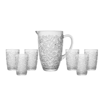 WOLFF - Conjunto 6 Copos 370ml e 1 Jarra 1,4L Daisy Cristal