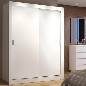 Guarda Roupa Solteiro 2 Portas Correr Branco 109409 Denver Madesa