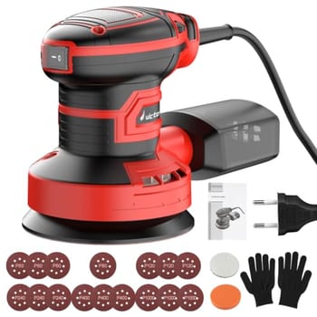 Victool Lixadeira Orbital Roto Orbital Elétrica 300W 5 Polegadas 125mm, 6 Velocidades 5000-12000RPM, Máquina de Polimento e Lixamento com Coletor de