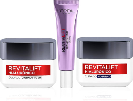 Kit Tratamento Facial L'Oréal Paris Revitalift Hialurônico: Creme Dia + Noite + Olhos