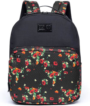 Mochila Cavalera Notebook Flores Preta