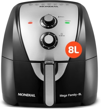 Fritadeira Sem Óleo Air Fryer 8L, Mondial, Preto/Inox, 1900W, 220V - AFN-80-BI