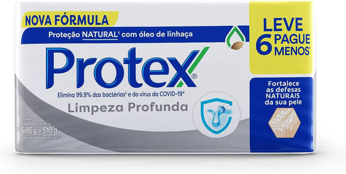 2 Pacotes — Sabonete em Barra Protex Limpeza Profunda 85g - 6 unidades Cada (Total 12 unidades)