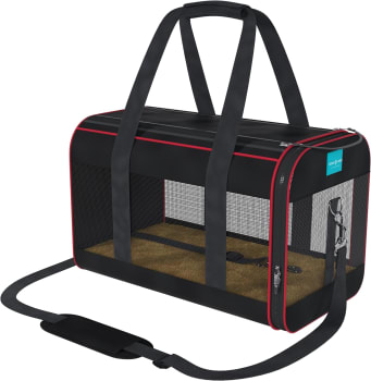 Bolsa Pet Poliéster Fecho De Zíper, C 45cm x L 25cm x A 28cm - Duke & Dixie (Preto/Vermelho)