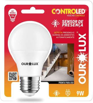 Lâmpada com Controle de Sensor de Presença 9W 6500K - Ourolux