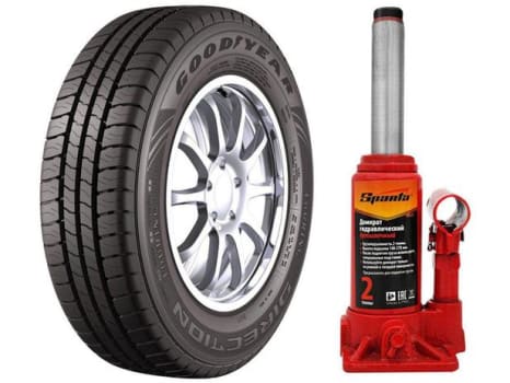 Kit Pneu Aro 14” Goodyear 175/65R14 82T - Direction Touring + Macaco Hidráulico 2 Toneladas - Magazine Ofertaesperta