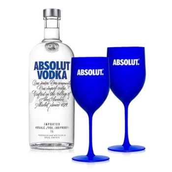Kit Vodka Absolut Original 1L + 2 Taças