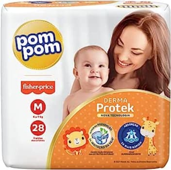 Fralda Pom Pom Derma Protek Jumbo M 28 Unidades