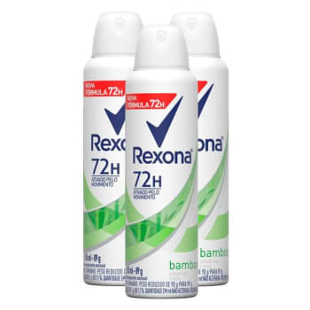 3 Unidades — Desodorante Antitranspirante Aerosol Rexona Bamboo 72 Horas 150ml - Feminino