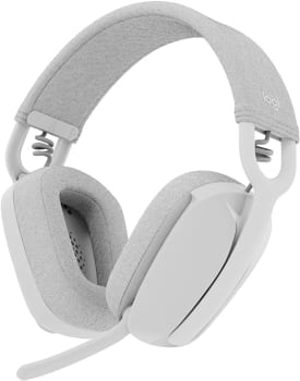 Headset Sem Fio Logitech Zone Vibe 100 Com Microfone Flip- to-Mute Com Cancelamento de Ruído, Conexão Bluetooth, Até 20h de Bateria, Design Leve e Confortável - Branco