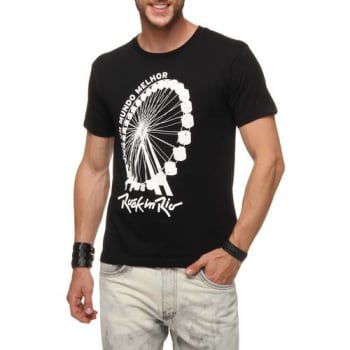 Camiseta Rock in Rio: Roda Gigante Preta Masculina - Dimona