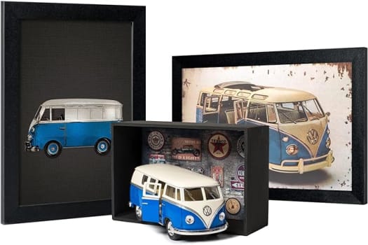 Combo Miniatura Perua Kombi com Expositor e Quadro