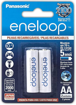 Pilha Recarregável, Eneloop, BK-3MCCE/2BB, AzulAA (Pequena)