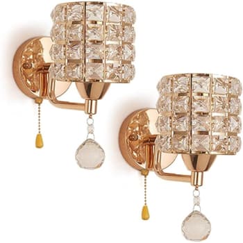 Kit Com 2 Arandelas De Parede Dourado Decorativa Luxo Moderna Cristal