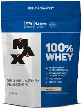 100% Whey Protein Max Titanium | High Protein | Auxilio na Formação de Músculos | Alta Quantidade de Aminoácidos (Baunilha, 900g Refil)