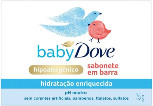 7 Unidades — Sabonete em Barra Baby Dove Hidratação Enriquecida 75g