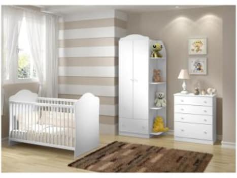 Quarto de Bebê Completo Multimóveis Confete Luiza - 3 Níveis de Altura com Cômoda com Guarda-roupa - Magazine Ofertaesperta