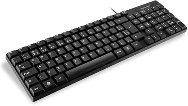 Teclado Com Fio Compacto Conexão USB Cabo de 120cm Resistente Água Preto - TC193